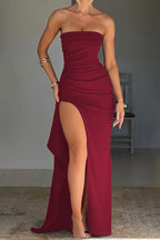 Strapless High Slit Maxi Party Dress image 3