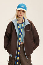 Reversible Stand Collar Colorblock Jacket image 1