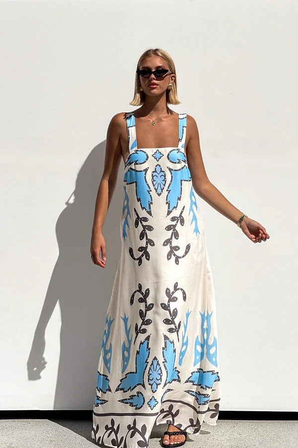 Sexy Floral Print Sleeveless Vacation Maxi Dress image 1