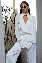 Elegant Collared Long Sleeve Blouse image 2