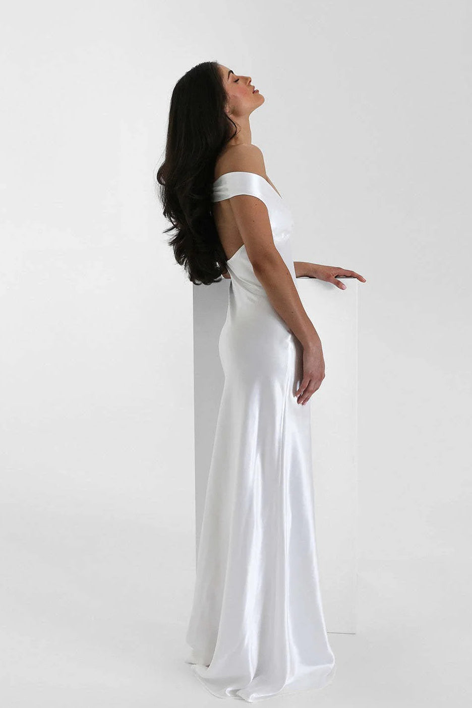 Vintage Satin Mermaid Off Shoulder Maxi Dress image 11