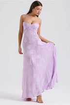Lined Jacquard Satin Cami Maxi Dress image 9