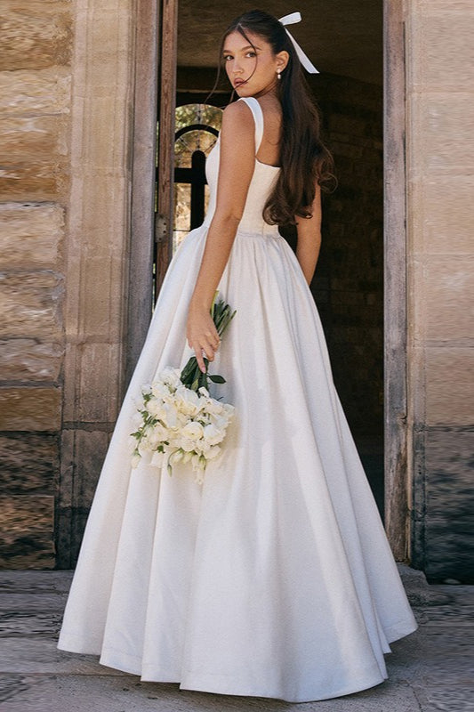 Elegant Solid A Line Long Prom Dress image 6