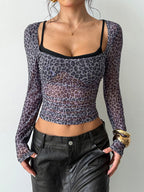 Leopard Print Layered Crop Top image 1