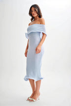 Ruffle Off Shoulder Knit Midi Dress image 2