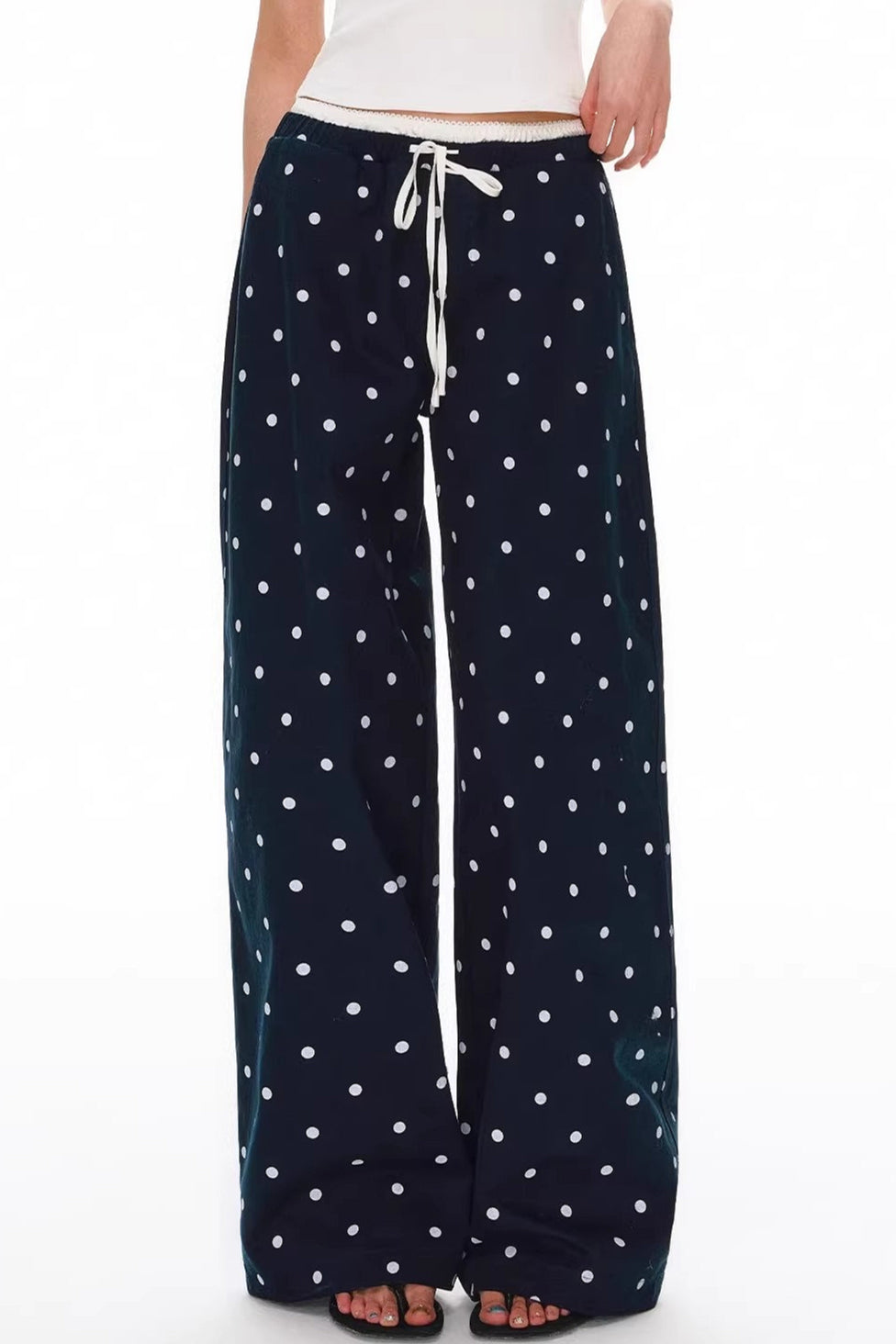 Polka Dot Print Loose Straight Casual Pants image 4