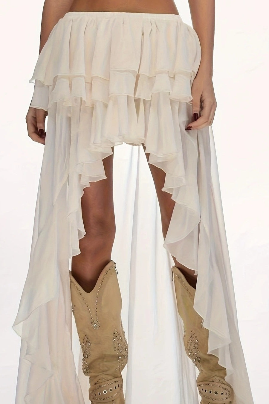 Sexy Waterfall Ruffle Layered Maxi Skirt image 1