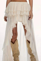 Sexy Waterfall Ruffle Layered Maxi Skirt image 1