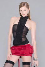 Rhinestone Sequin Scarf Sheer Tank Top image 4