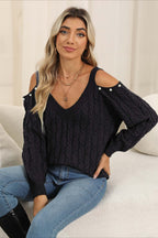 Deep V Sexy Off-Shoulder Loose Pullover Sweater image 12
