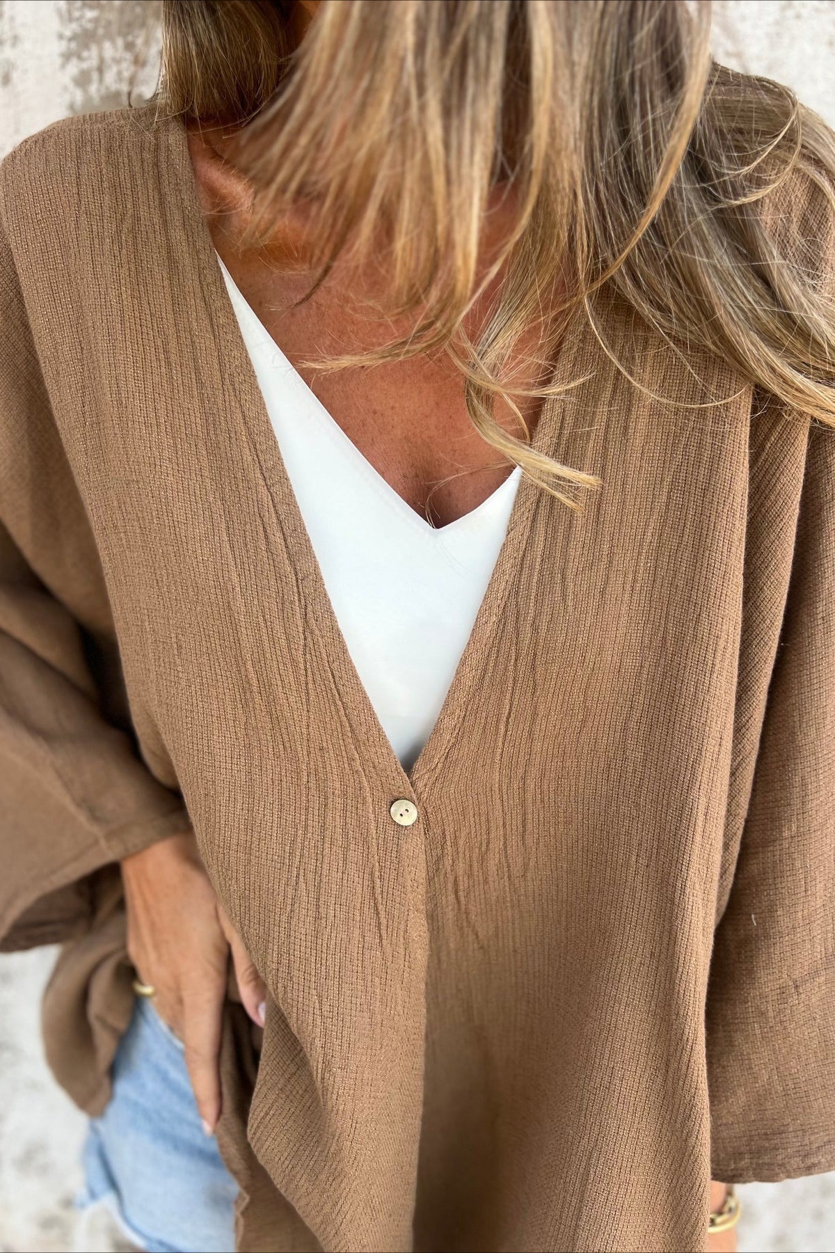Loose Fit V Neck Long Sleeve Cardigan image 9