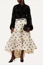 Tiered Ruffle Polka Dot Midi Skirt image 1