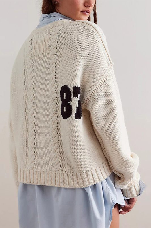Colorblock Digital Print Oversized Knit Sweater image 3