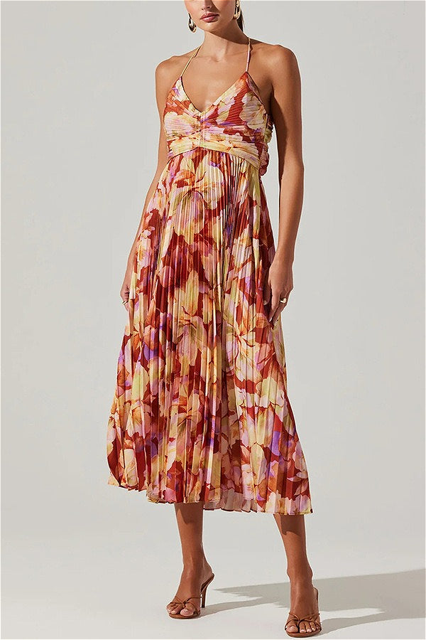 Floral Cami Pleated Print Maxi Dress image 7