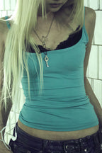 Contrast Lace Fake Two Piece Cami Top image 3