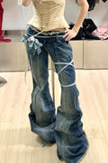 Y2K High Waist Straight Denim Jeans image 1