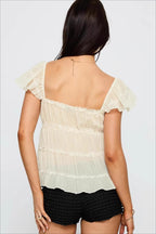 Sweet Lace Panel Ruffle Sleeve Cami Top image 4
