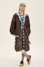Reversible Stand Collar Colorblock Jacket image 6