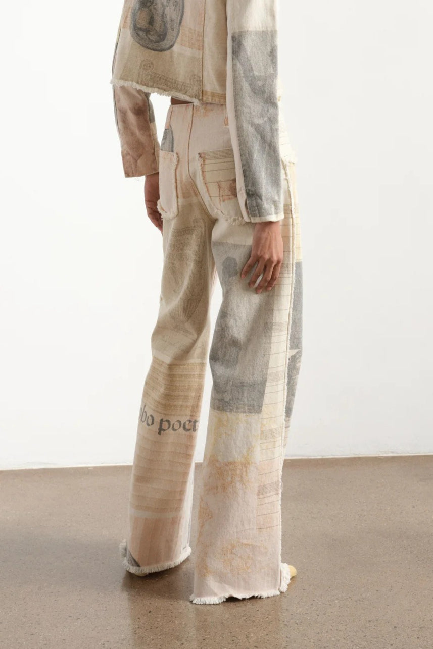 Vintage Newspaper Print Straight Leg Jeans image 5