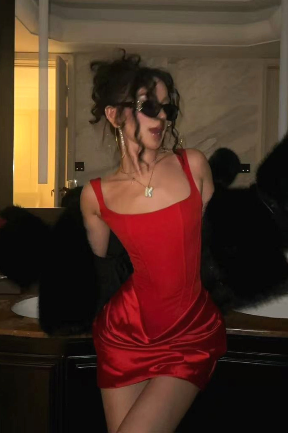 Sexy Boned Tie Cami Party Dress image 4