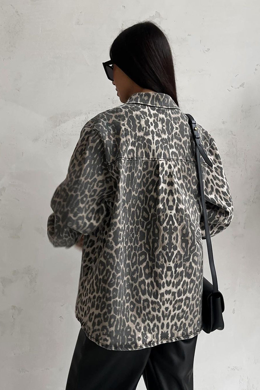 Vintage Leopard Print Denim Blouse image 2