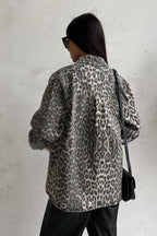 Vintage Leopard Print Denim Blouse image 2
