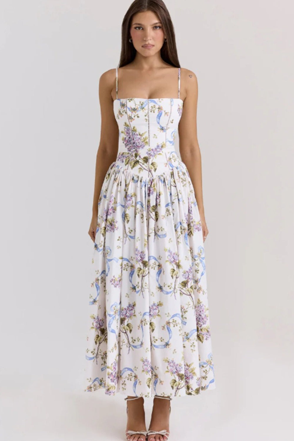 Elegant Gentle Floral Cami Fairy Maxi Dress image 7