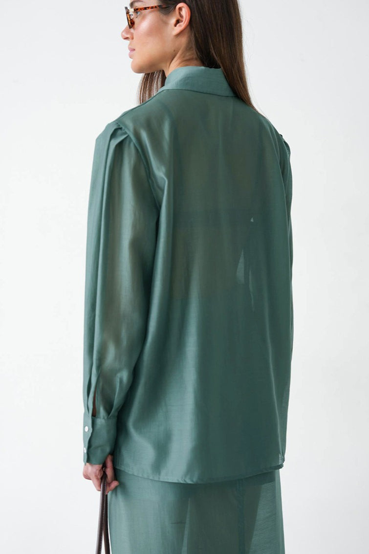 Vintage Collared Tencel Shirt Dress Two Piece Set image 6