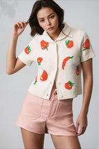 Jacquard Short Sleeve Knit Cardigan image 2