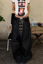 Washed Button Fly Wide Leg Jeans image 1