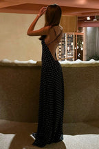 Polka Dot Sexy V Neck Cami Backless Maxi Dress image 7