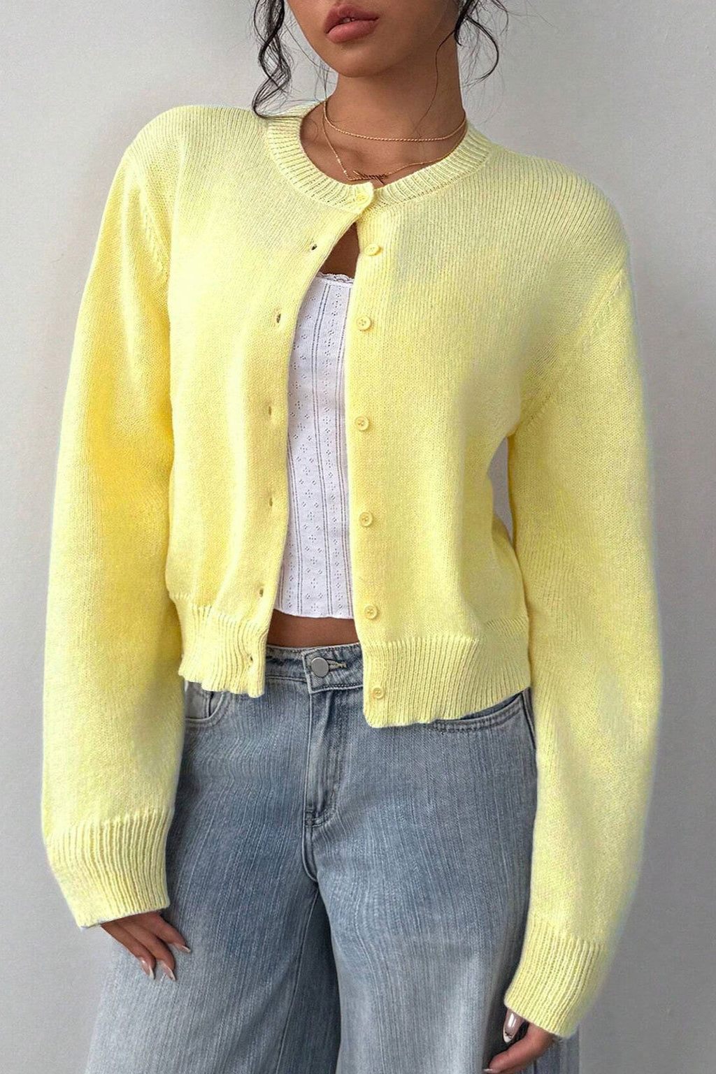 Lightweight Round Neck Button Cardigan image 1
