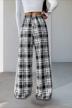 Plaid Elastic Waist Loose Fit Pants image 3