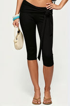 Sexy Low Rise Lace Up Stretchy Capri Pants image 5