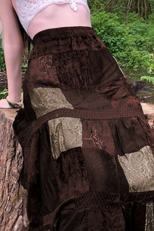 Print Velvet A-Line Skirt image 4