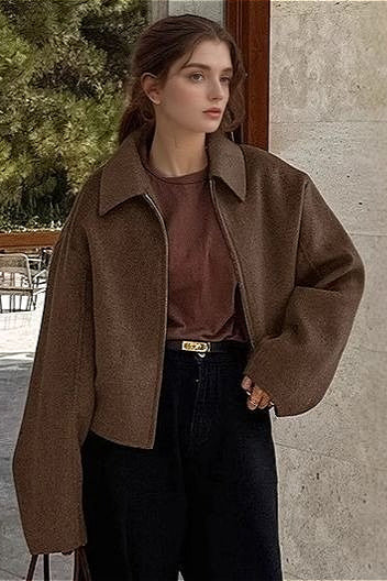 Solid Retro Cropped Jacket image 4