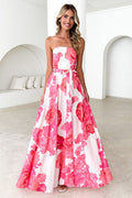 Colorful Print Strapless Tie Maxi Dress image 1
