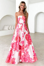 Colorful Print Strapless Tie Maxi Dress image 1