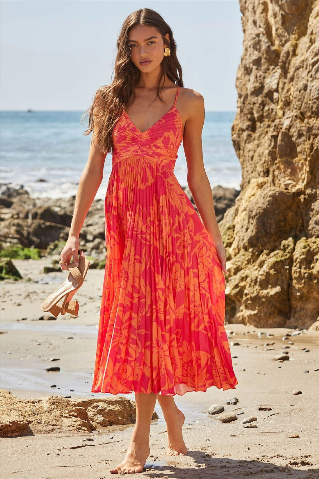 Floral Cami Pleated Print Maxi Dress image 1