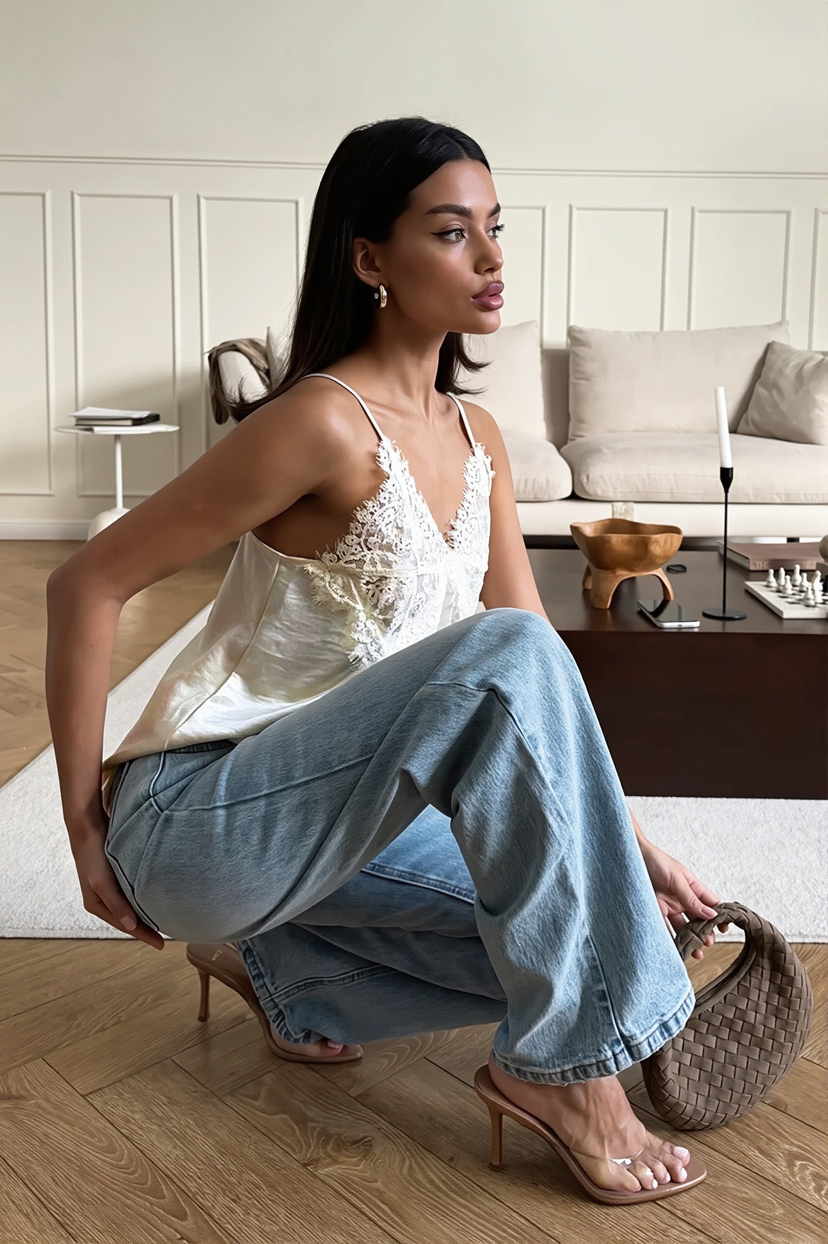Chic Lace Trim V Neck Sexy Everyday Cami Top image 3