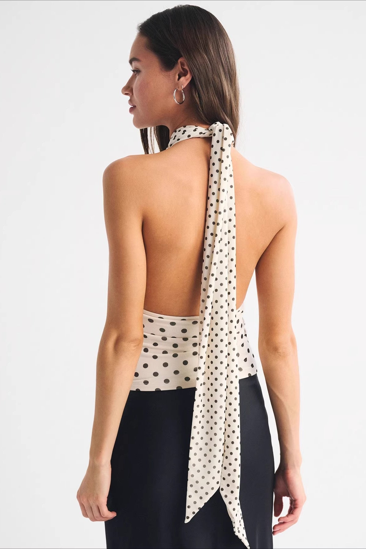 Polka Dot Multiway Tie Mesh Halter Top image 4