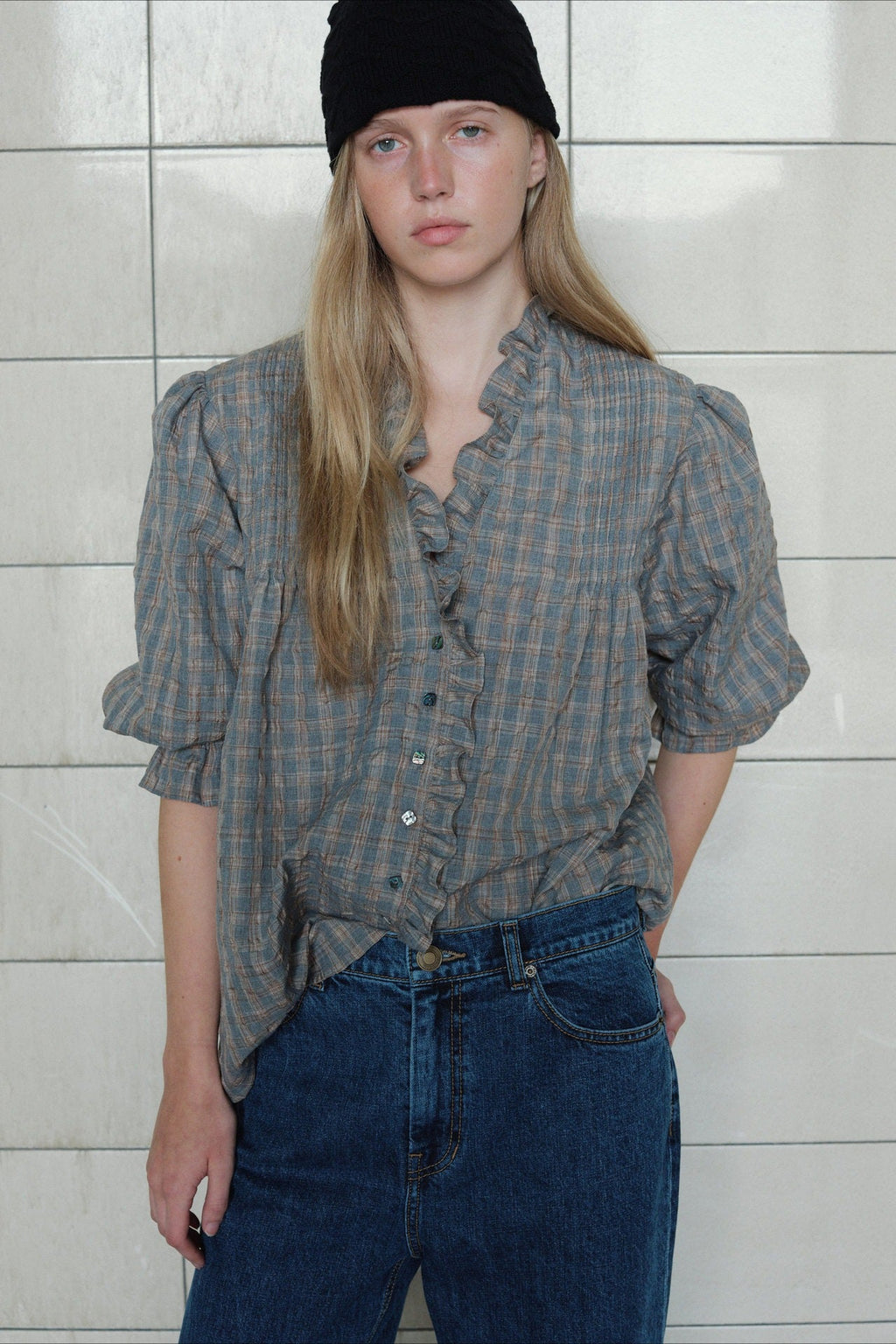 Casual Plaid Ruffle Long Sleeve Blouse image 2