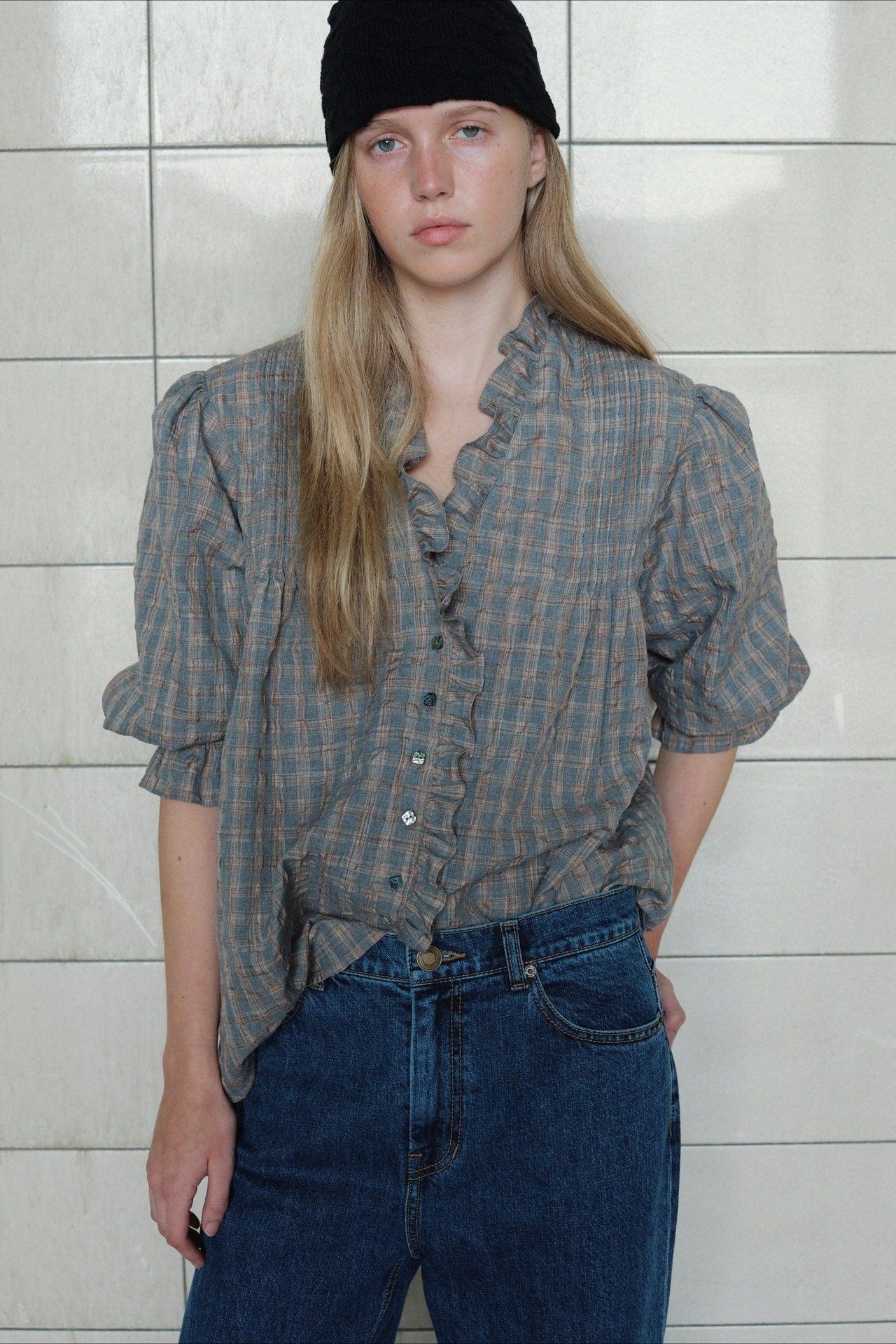 Casual Plaid Ruffle Long Sleeve Blouse image 2