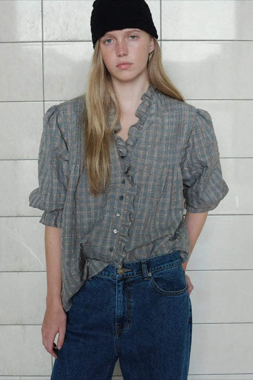 Casual Plaid Ruffle Long Sleeve Blouse image 2