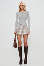 Buttoned Fitted Crew Neck Knit Sweater image 4