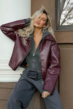 Stylish Matte PU Moto Jacket image 5
