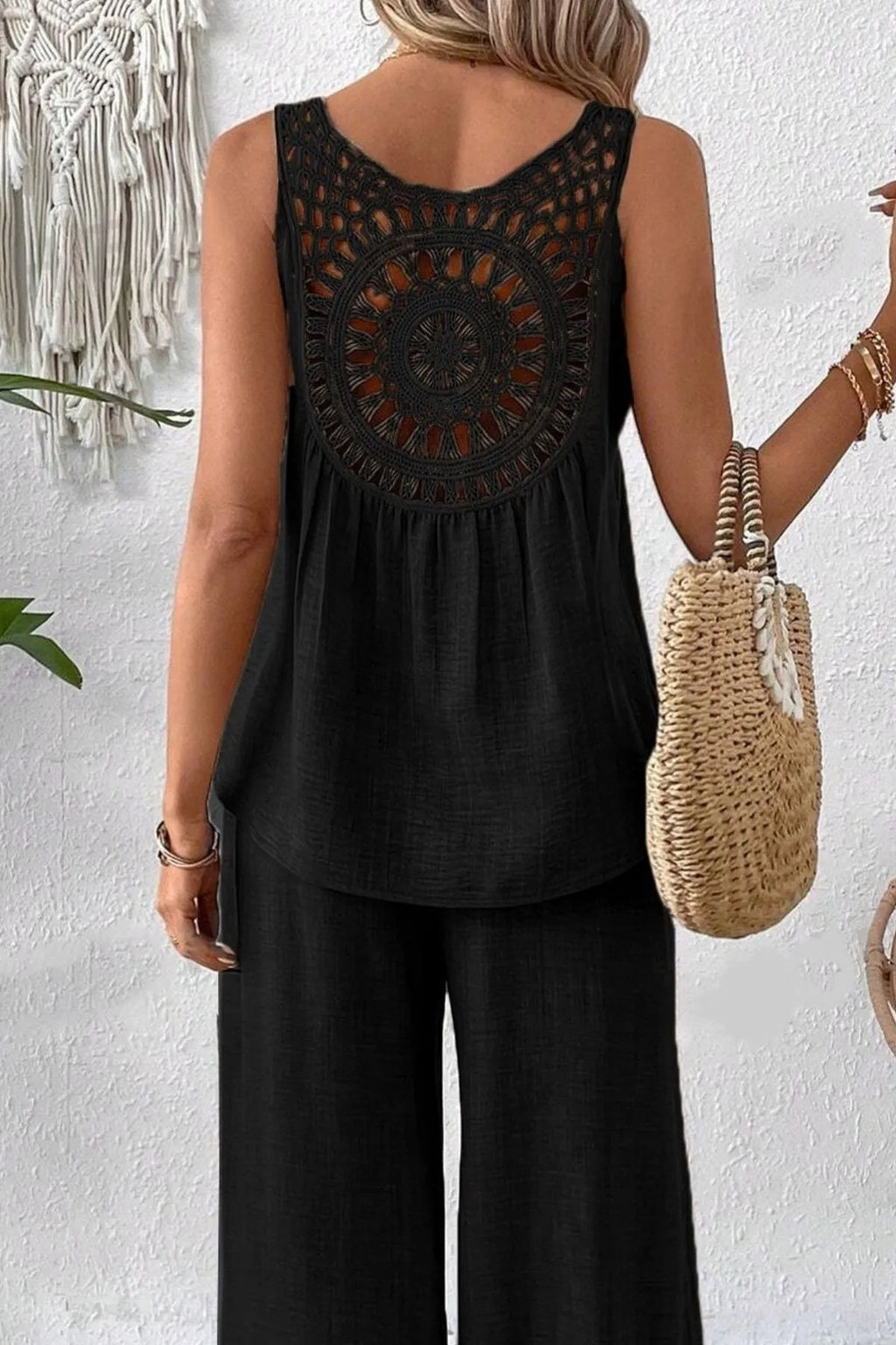 Camille Wide Leg Set detail view styled for Avrienne