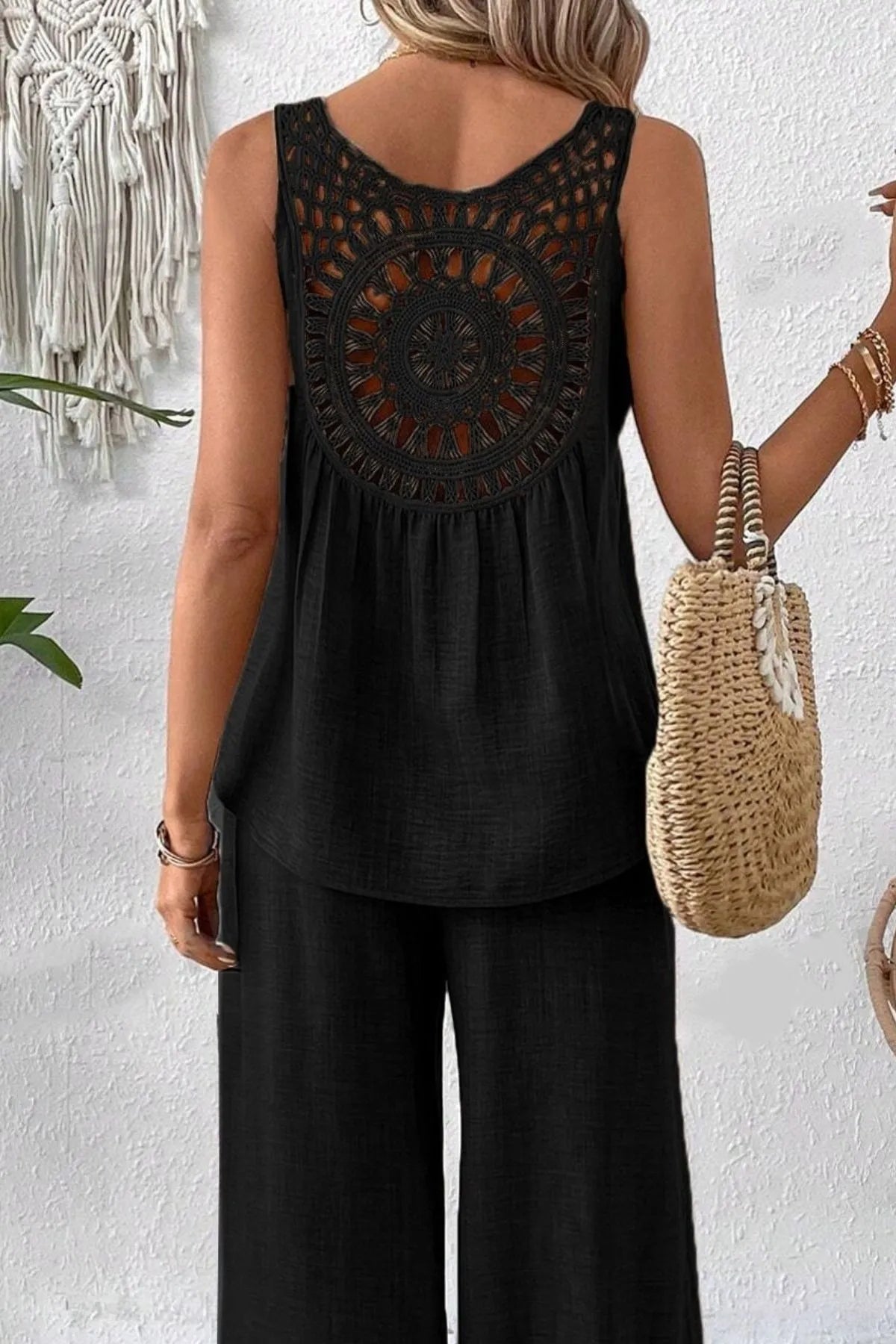 Camille Wide Leg Set detail view styled for Avrienne