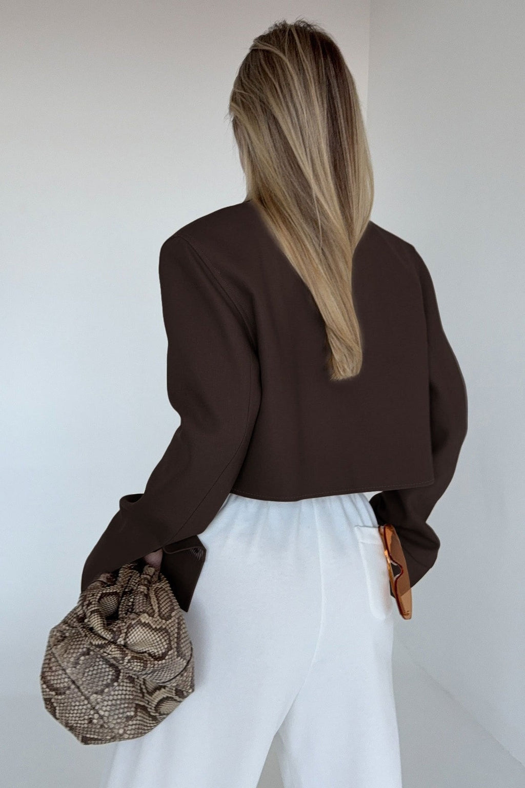Short Length Brown Zip Closure Jacket image 5