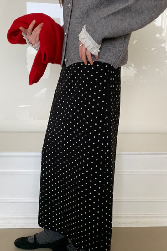 High Waist Polka Dot Back Slit Skirt image 9